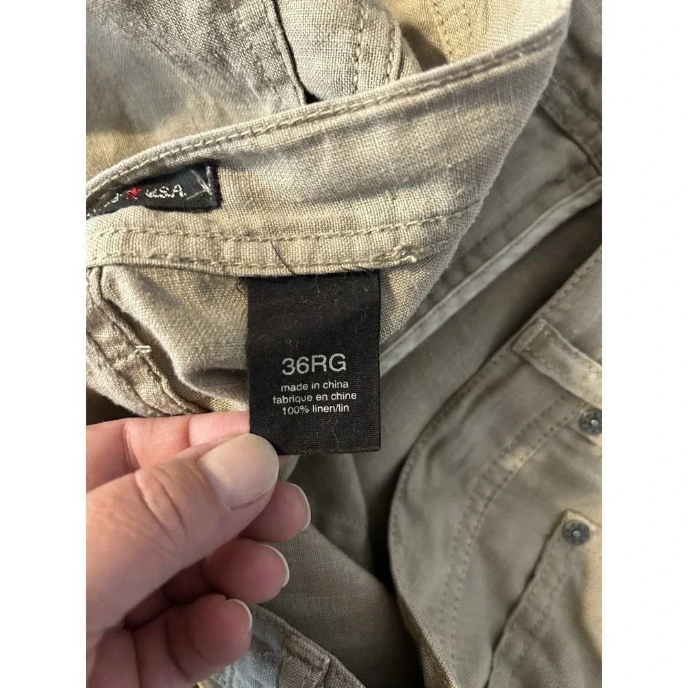 John Varvatos USA‎ Linen Trousers 36 Regular Khaki Quiet Luxury Coastal Resort